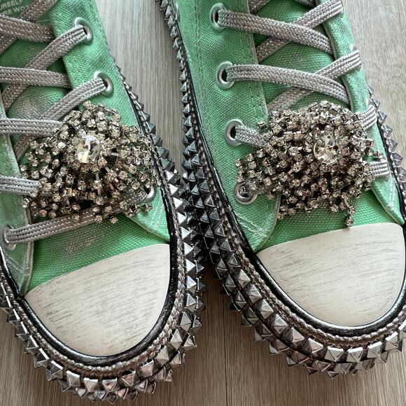 Nan-ku x Free People Cruise Studded Hi-Top Sneaker 39 US 9 Spring Mint Green NEW - Picture 6 of 12